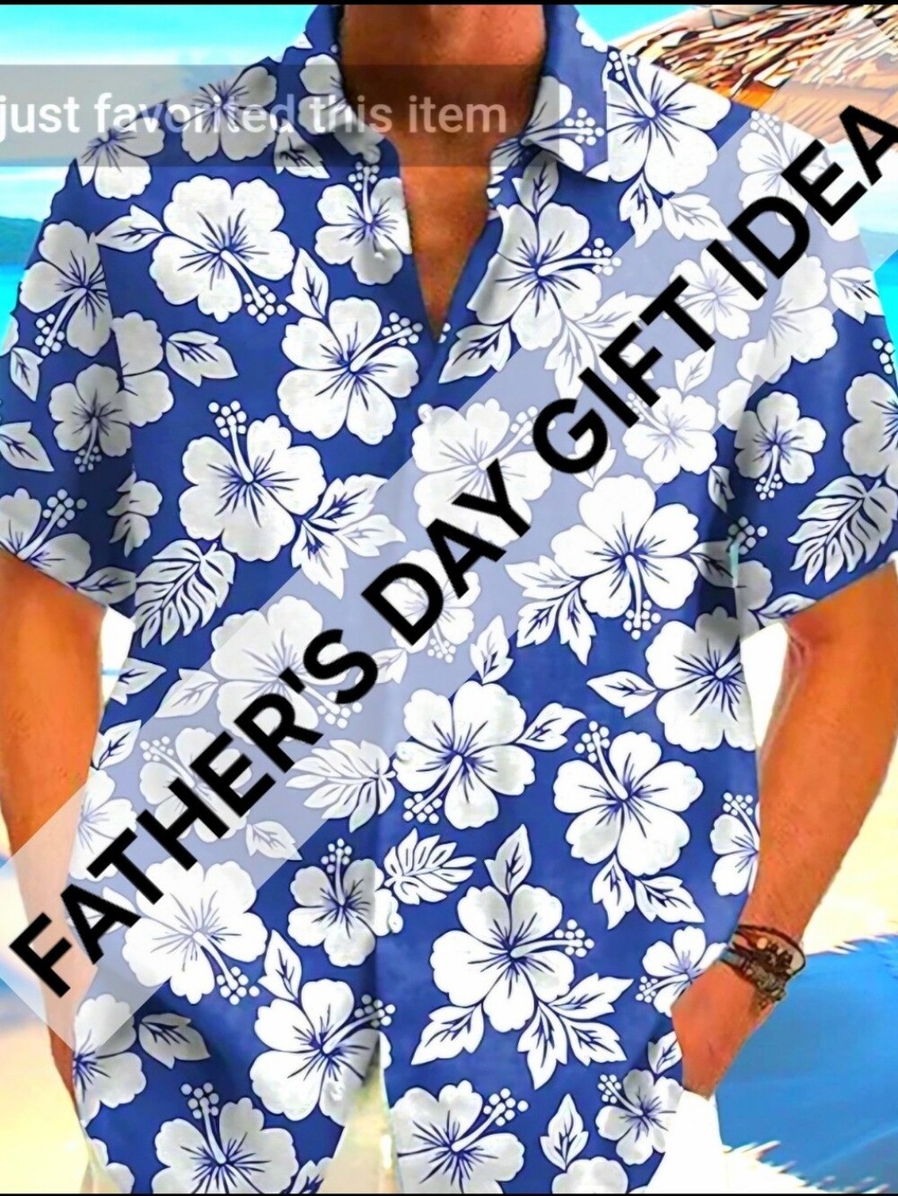 Lands' End Royal Blue Hawaiian Floral Button-Up Shirt
